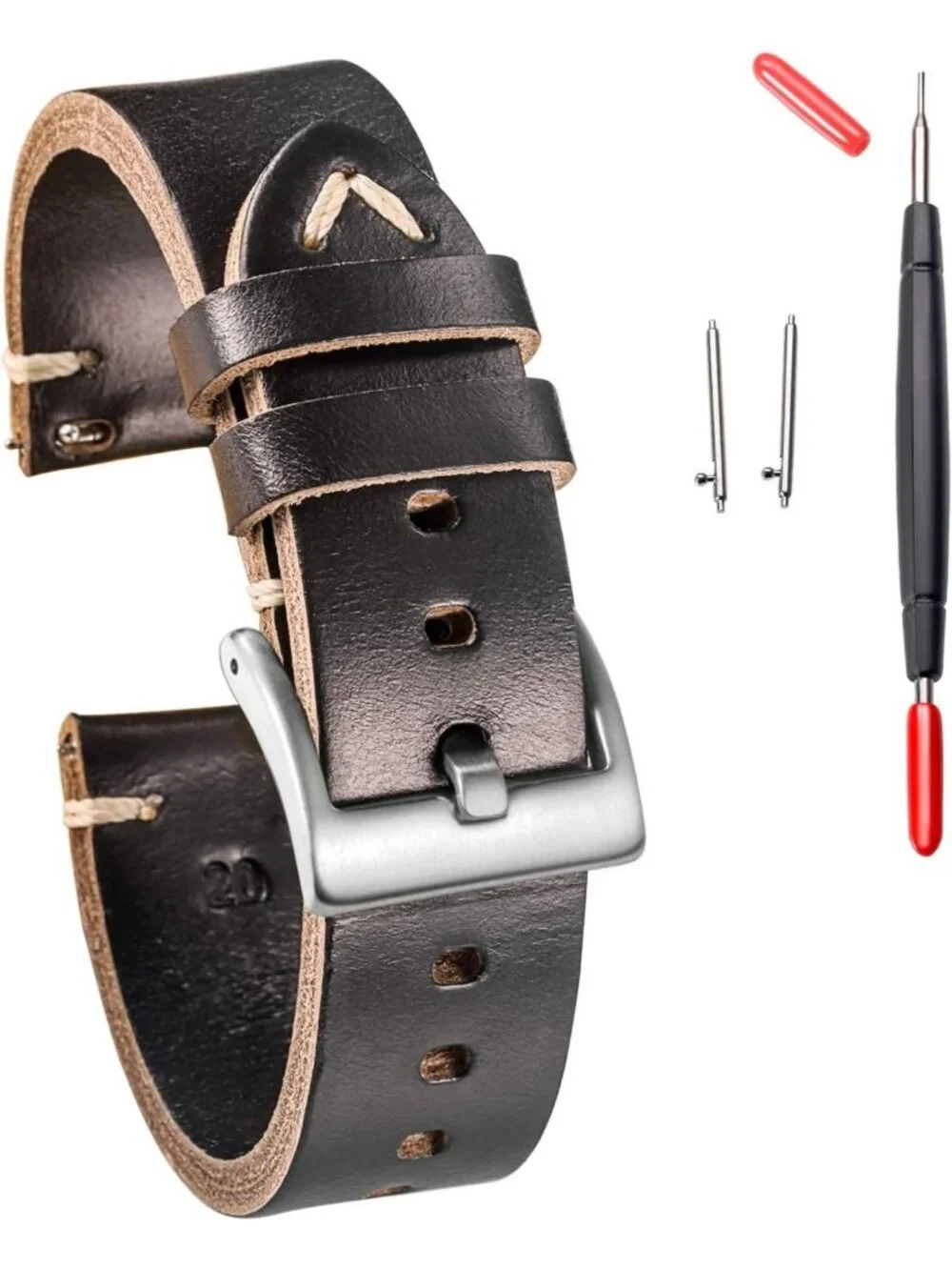 Handmade Vintage Leather Watch Bands, Quick Release Strap for 18-24mm Watches